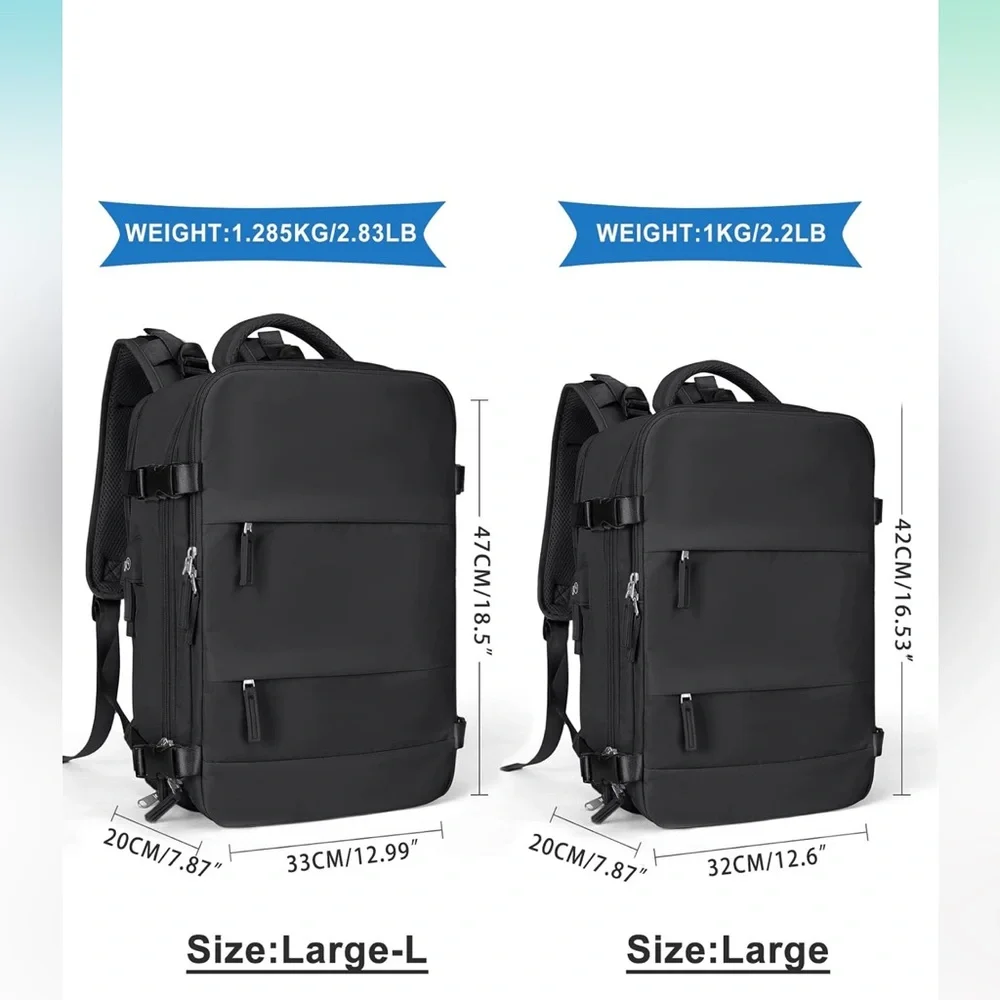 NWT- Travel Carry On Backpack in Black - Picture 7 of 15